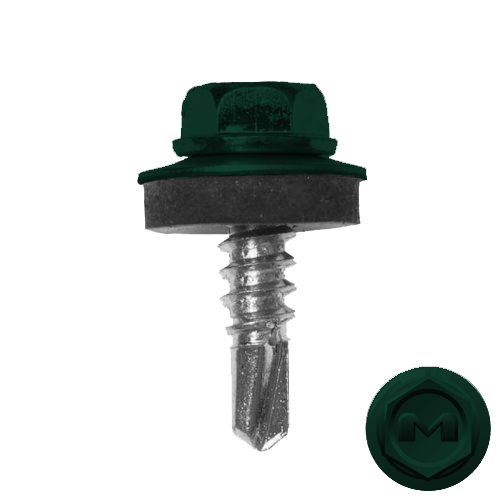 Саморез кровельный Daxmer 5.5х19 мм, сверло №3, RAL 6005, уп. 250 шт.