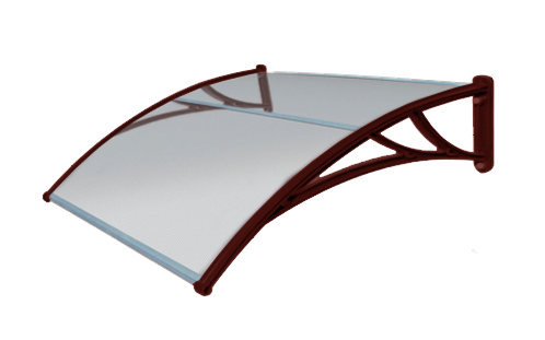 Козырек Krovent из поликарбоната 1200 мм х 930 мм, прозрачный, кронштейн красный