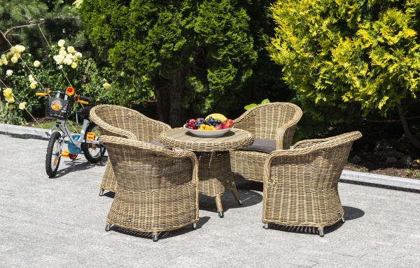 Стол кофейный из искусственного ротанга, Равенна цвет: соломенный