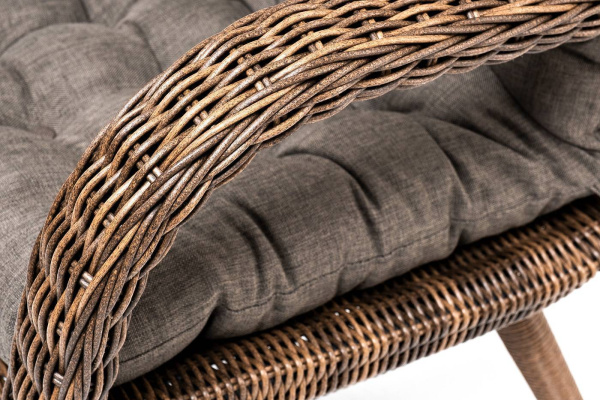 Кресло плетеное из искусственного ротанга, Толедо, с подушками коричневый