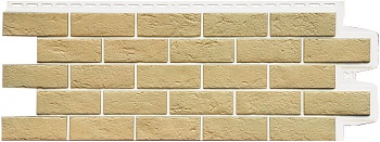 Фасадная панель Grand Line, Состаренный кирпич Design Plus, цвет: ваниль с белым швом