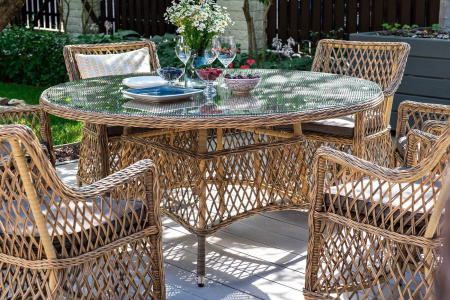 Стол плетеный круглый Эспрессо, Ø 150 см, высота 75 см цвет: соломенный