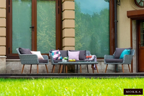 Столик кофейный Mokka Rimini, из искусственного ротанга цвет: серый