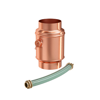 Водосборник цилиндрический в комплекте, Aquasystem Элит Ø 125/90 мм, медь