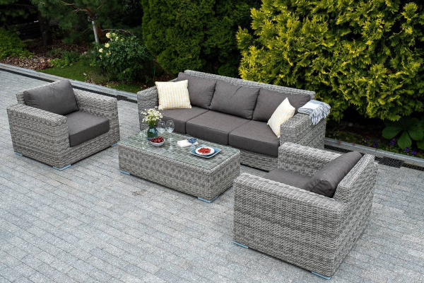 Стол журнальный из искусственного ротанга, Боно цвет: серый