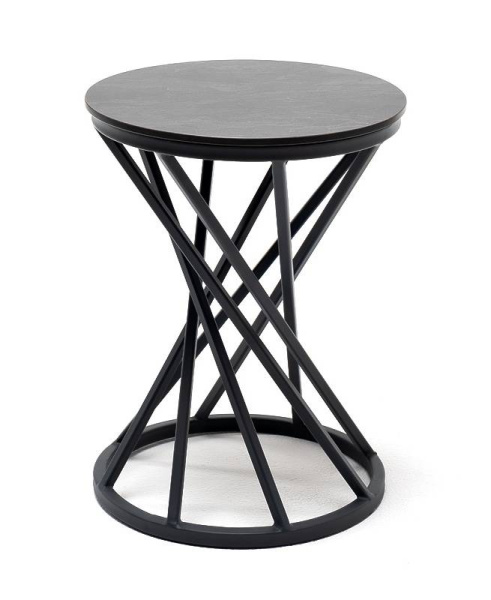 Стол журнальный из HPL, Сантьяго, круглый Ø40см, H 55см, каркас сталь темно-серый, цвет серый гранит