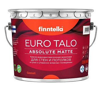 Краска Finntella, Euro Talo, для стен и потолков матовая, уп. 2.7 л колеровка