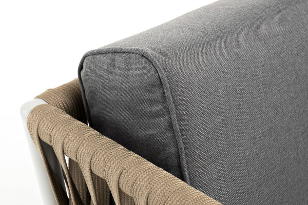 Диван 3-местный из роупа, Касабланка,карк алюм светло-серый муар,роуп серо-коричневый 23мм,ткань сер