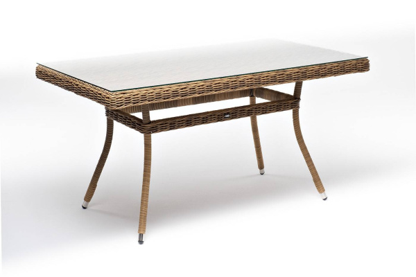 Стол плетеный из искусственного ротанга 140х80 см, Латте, H 65 см, цвет: соломенный