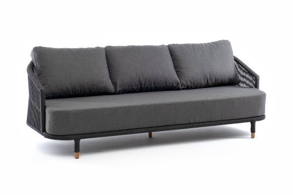 Диван 3-местный из роупа, Верона, карк алюм темно-серый муар,роуп темно-серый круг,ткань темно-серый