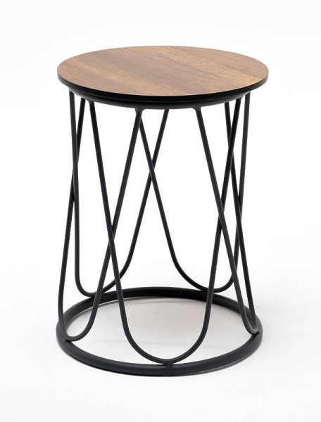 Стол журнальный из HPL, Перу, Ø 40 см, H 55 см, каркас алюминий темно-серый муар,цвет столешницы дуб