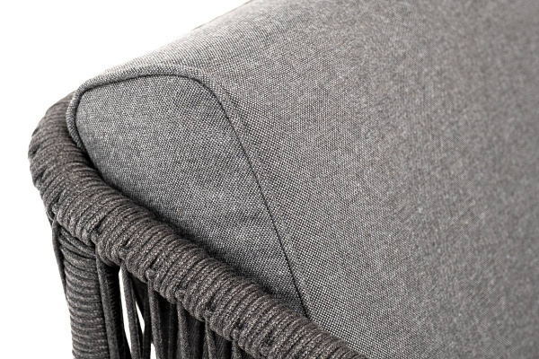 Кресло из роупа, Канны, основание дуб, роуп темно-серый круглый, ткань темно-серая
