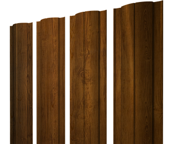 GL Штакетник Круглый с прямым резом 0.45 мм, Print Elite, Golden Wood TwinColor