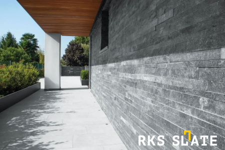 Кварцит, 3D панель из камня, 600х150 мм, Natural Silver Grey