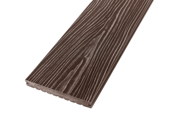 Террасная доска UnoDeck Solid полнотелая 150 мм, L= 3000 мм вельвет и тиснение, цвет: венге