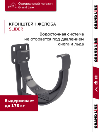 Комплект водосточной системы Дизайн 135 ПВХ Grand Line, 6м/3м, графит