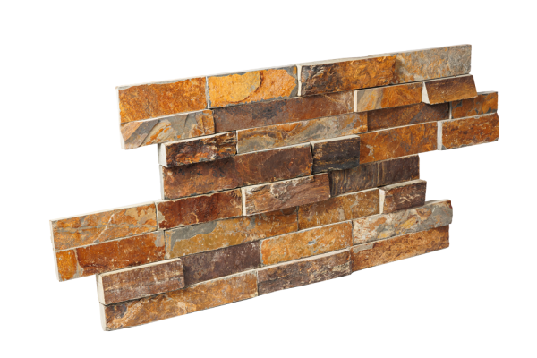 Сланец, 3D панель из камня, 600х150 мм, Rockface Rusty slate