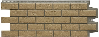 Фасадная панель Grand Line, Состаренный кирпич Design Plus, цвет: солома с белым швом