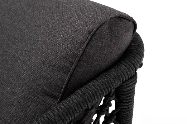 Кресло из роупа /узелки/, Канны, карк алюм темно-серый муар,роуп темно-серый круг,ткань темно-сера