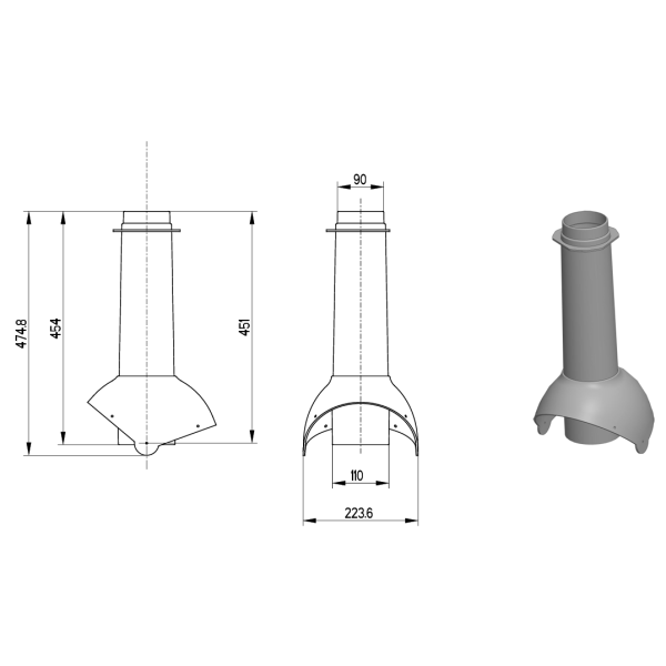 Вентиляционный выход канализации Krovent Pipe-VT 110 мм зеленый