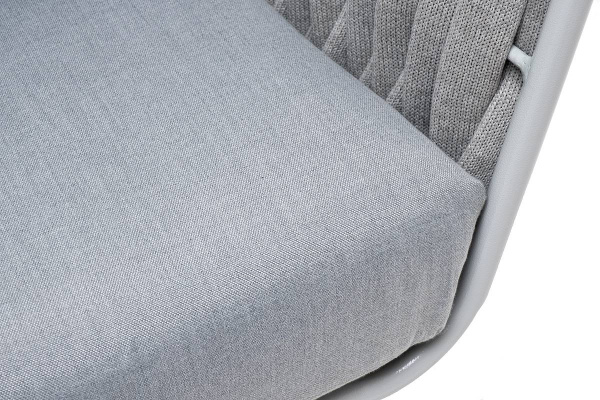 Кресло из роупа, Монако, каркас алюминий светло-серый муар,роуп светло-серый 40мм,ткань светло-серая