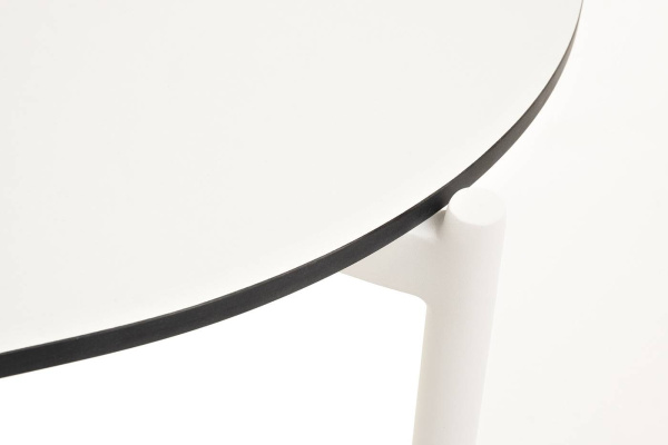 Стол из HPL, Диего, овальный 120х60 см H 40 см, каркас белый муар, цвет молочный