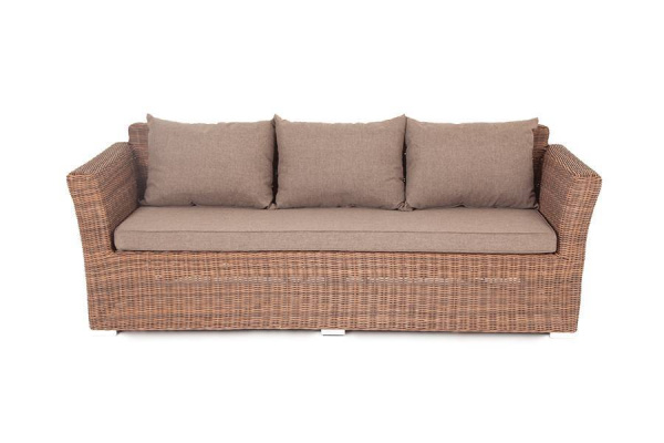 Диван 3-местный из искусственного ротанга, Капучино коричневый
