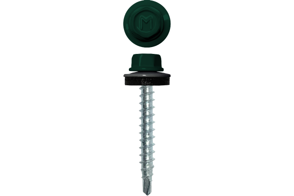 Саморез кровельный Daxmer 4.8х35 мм, сверло №1, RAL 6005, уп. 250 шт.