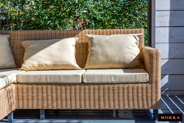 Диван угловой Mokka Bella, из искуственного ротанга, /13 подушек/ цвет: соломенный