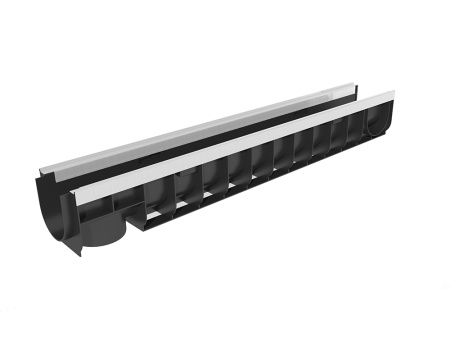 Лоток водоотводный пластиковый Gidrolica Standart+ DN100, h123, с оц насадками