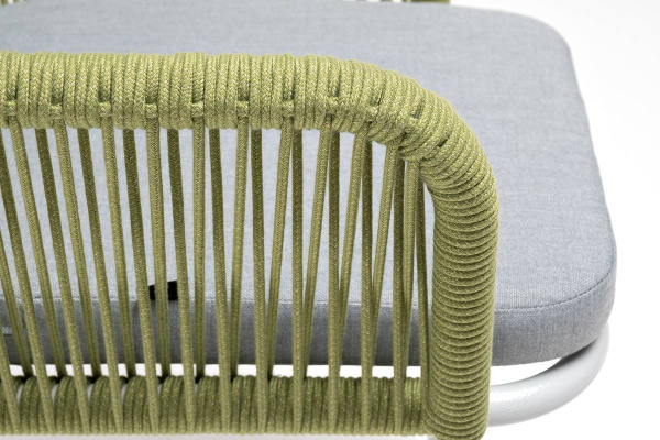 Стул из роупа, Лион, каркас - сталь светло-серый муар, роуп салатовый меланж круг,ткань светло-серая