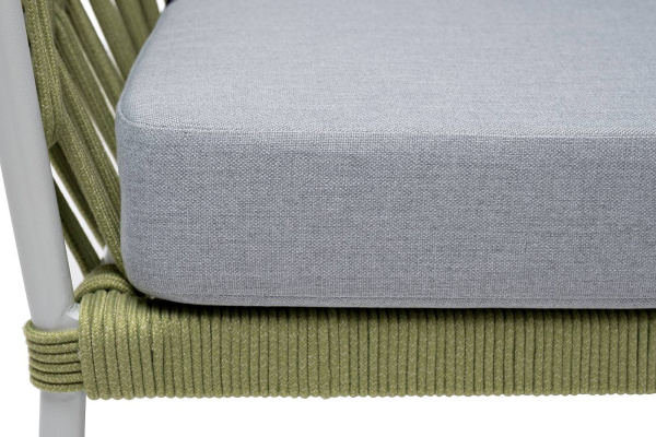Диван 2-местный из роупа, Диего,карк алюм светло-серый муар,роуп салатовый меланж круг,ткань св.сера