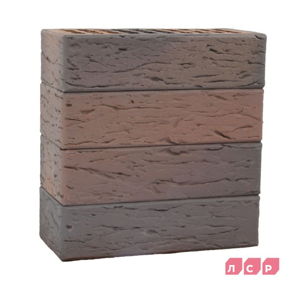 Кирпич облицовочный керамический ЛСР, 1НФ пустотелый, цвет: светло-коричневый Флеш Ультра, рустик, М175, 250х120х65 мм