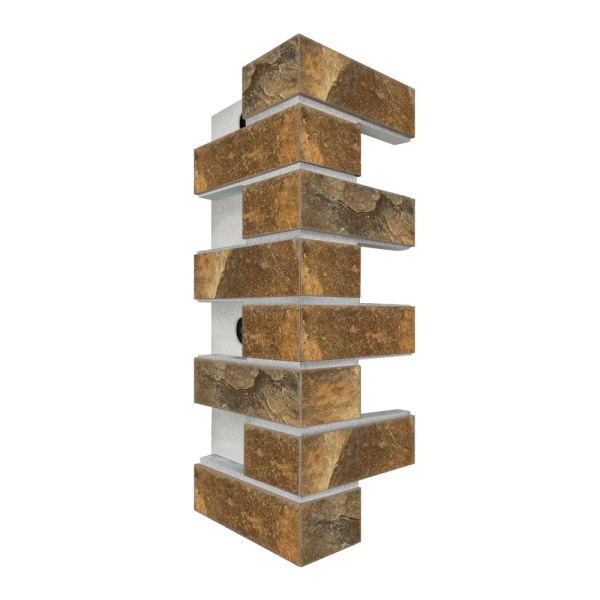 Термопанель угловая Европа с плиткой Keramin, 250х250х600 мм, 40 мм ППС, гладкий, цвет: Колорадо 4