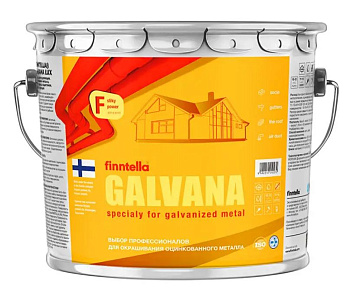 Краска Finntella, Galvana, для бетона и оцинкованного металла полуматовая, уп. 9 л колеровка
