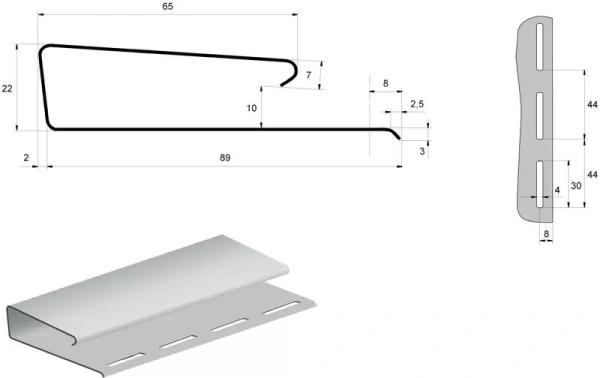 Наличник широкий пвх, Grand Line, L=3000 мм серия Premium Acryl, цвет: графит