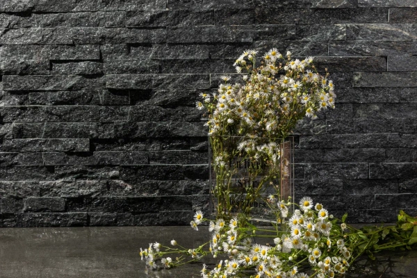 Кварцит, 3D панель из камня, 600х150 мм, Classic Black Quartz, 8 шт/уп