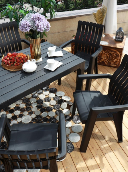 Стол обеденный B:Rattan Boston, 140х78 см цвет: антрацит