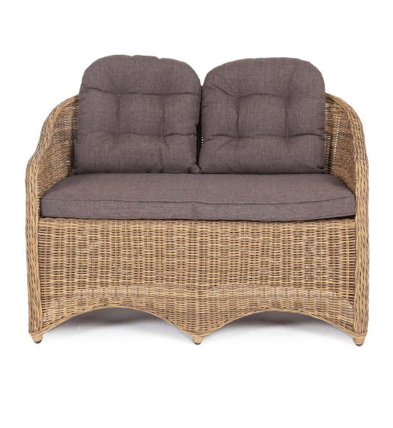 Диван 2-местный из искусственного ротанга, Равенна соломенный