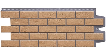 Фасадная панель Grand Line, Состаренный кирпич Design Plus, цвет: солома с темно-бежевым швом