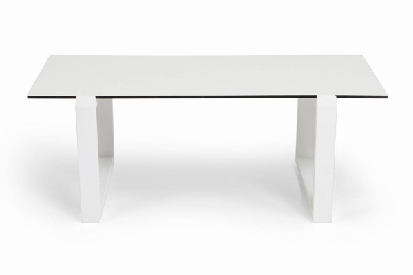 Столик журнальный из HPL, Варадеро, 110х60см, H43см, каркас алюминий белый муар, цвет столеш. молочн