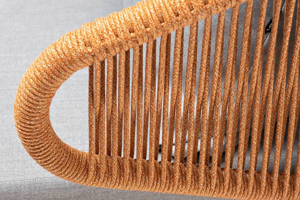 Кресло из роупа, Милан, карк.алюминий светло-серый муар, роуп оранж меланж круг, ткань светло-серая