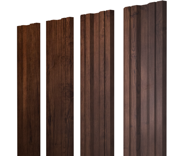 GL Штакетник Twin с прямым резом 0.45 мм, Print Premium, Cherry Wood Fresh TwinColor