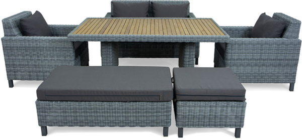 Стол обеденный Mokka Bella, из искусственного ротанга, 170х100 см цвет: серый