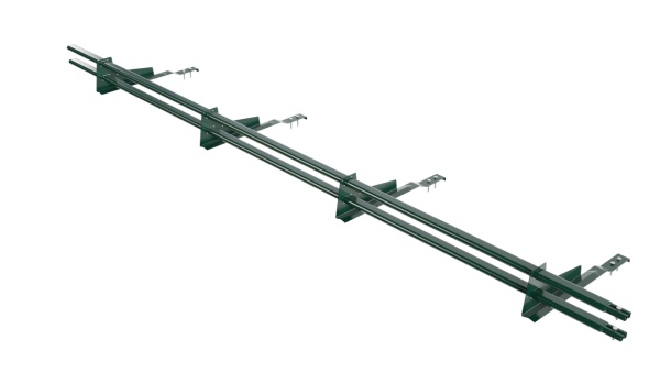 Снегозадержатель для натуральной черепицы Borge L=3000 мм, 4 опоры, 2 трубы, овал 25х45 RAL 6005