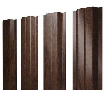 GL Штакетник П-образный А с прямым резом 0.45 мм, Print Elite, Antique Wood TwinColor