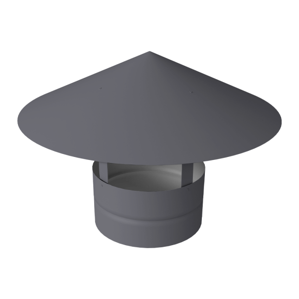 Дымник на трубу GL круглый, 0.5 мм, Satin, Ø100 мм, 230х625 мм, RAL 7004