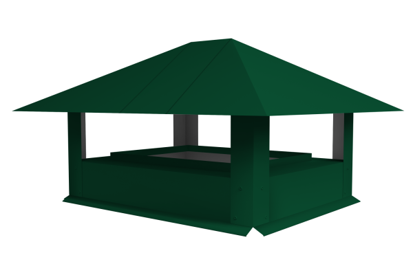 Дымник на трубу GL простой, 0.5 мм, Satin Matt, 520х390 мм, RAL 6005