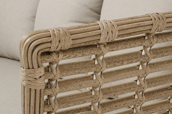 Диван 3-местный из искусственного ротанга, Валенсия цвет: соломенный