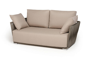 Диван 2-местный из роупа, Форли, карк алюм светло-серый муар,роуп серо-корич. 23мм,ткань Mosslе беж